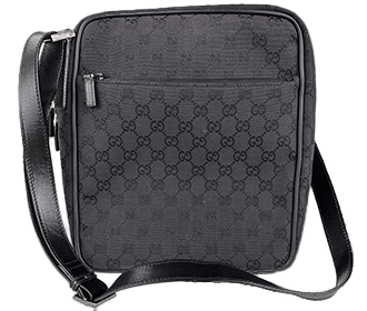 GGキャンバス キャンバス レザー ブラック ショルダーバッグ
