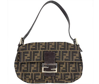 マンマバゲット ズッカ キャンバス レザー ブラウン ハンドバッグ