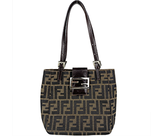 ズッカ キャンバス レザー ブラウン ハンドバッグ