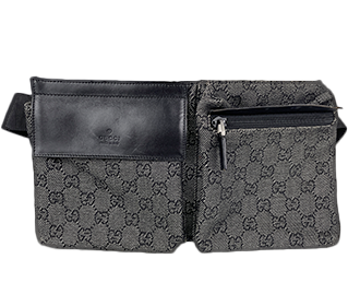 GGキャンバス キャンバス レザー ブラック ウエストポーチ