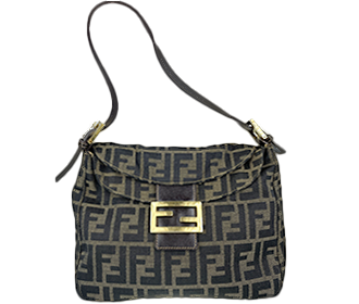 マンマバゲット ズッカ キャンバス レザー ブラウン ショルダーバッグ