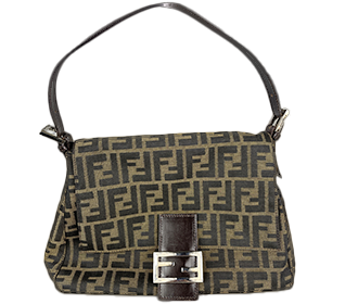 マンマバゲット ズッカ キャンバス レザー ブラウン ショルダーバッグ