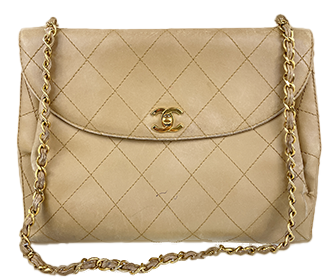 マトラッセ カーフスキン ベージュ チェーン ショルダーバッグ