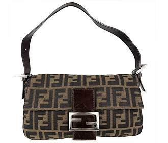 マンマバゲット ズッカ キャンバス レザー ブラウン ハンドバッグ