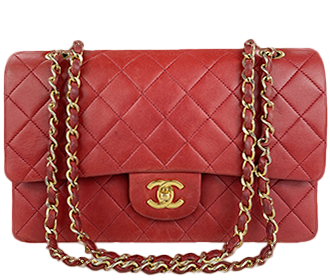 マトラッセ 25㎝ ラムスキン レッド ショルダーバッグ A01112