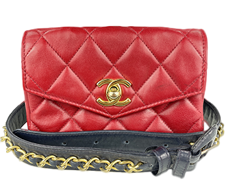 マトラッセ ラムスキン レッド ブラック ウエストポーチ