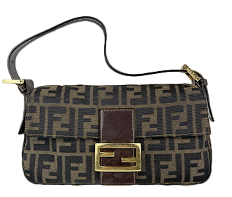 マンマバゲット ズッカ キャンバス レザー ブラウン ハンドバッグ