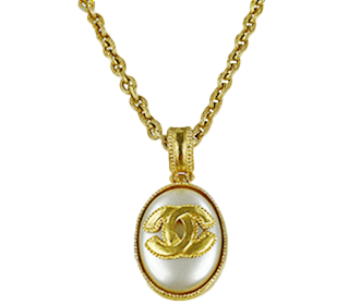 CCロゴ パール 96A ゴールド メッキ ネックレス