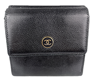 キャビアスキン ブラック ウォレット 二つ折り 財布