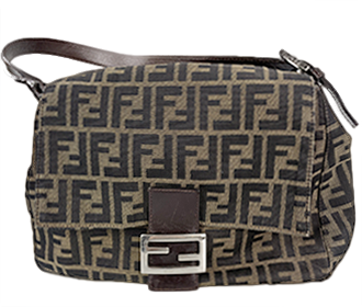 マンマバゲット ズッカ キャンバス レザー ブラウン ショルダーバッグ