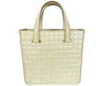 チョコバー パテント レザー ベージュ ハンドバッグ