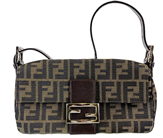 マンマバゲット ズッカ キャンバス レザー ブラウン ハンドバッグ