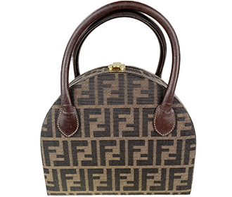 ズッカ キャンバス レザー ブラウン ハンドバッグ