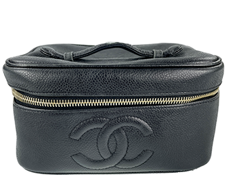 キャビアスキン ブラック バニティ ハンドバッグ