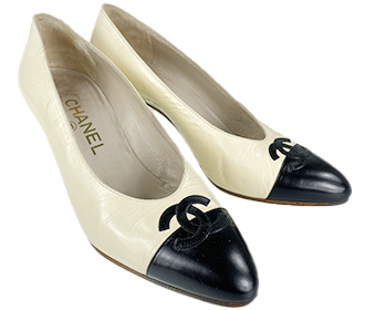 ココマーク レザー バイカラー ベージュ ブラック 37 パンプス