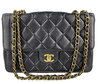  マトラッセ 25㎝ ラムスキン ブラック ショルダーバッグ