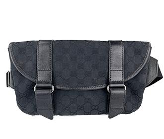GGキャンバス キャンバス レザー ブラック ウエストバッグ
