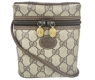 GGプラス PVC レザー ブラウン ショルダーバッグ