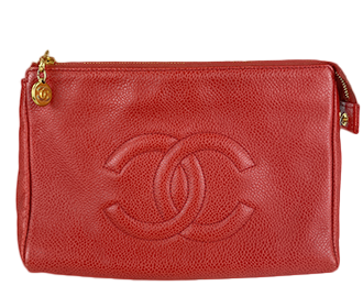 キャビアスキン レッド ポーチ