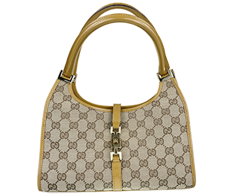 ジャッキー GGキャンバス キャンバス レザー ベージュ ハンドバッグ