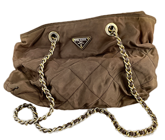 ナイロン キャンバス ブラウン チェーン ショルダーバッグ