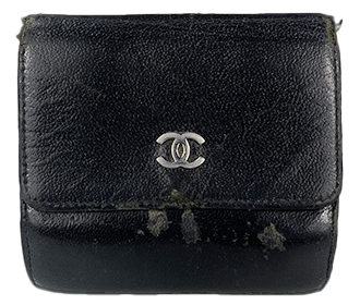 キャビアスキン ブラック 二つ折り 財布