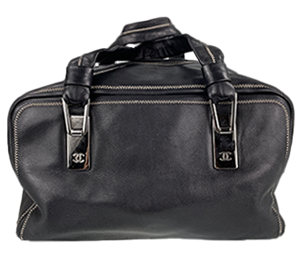 カーフスキン ブラック ボストンバッグ