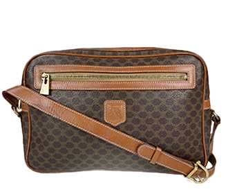 マカダム PVC レザー ブラウン ショルダーバッグ