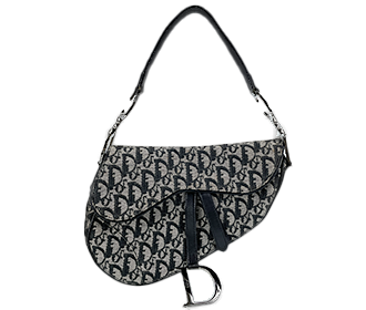 サドルバッグ トロッター キャンバス レザー ブラック ハンドバッグ