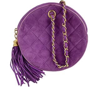 マトラッセ フリンジ スエード レザー パープル チェーン ハンドバッグ
