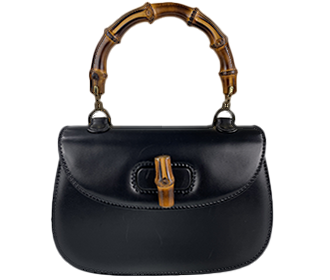 バンブー レザー ブラック ハンドバッグ