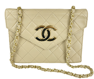 マトラッセ 21㎝ ラムスキン ベージュ ショルダーバッグ