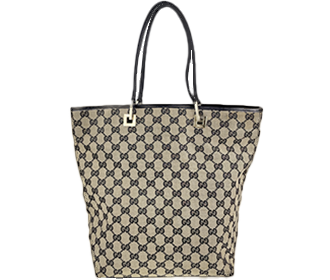 GGキャンバス キャンバス レザー ブラウン トートバッグ