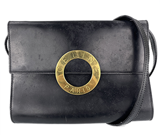 サークル ロゴ レザー ブラック ショルダーバッグ