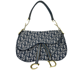 ダブルサドルバッグ トロッター キャンバス レザー ネイビー ハンドバッグ