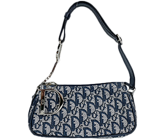 トロッター キャンバス レザー ネイビー ショルダーバッグ