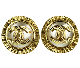 CCロゴ パール 94A ゴールド メッキ イヤリング