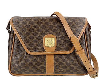 マカダム PVC レザー ブラウン ショルダーバッグ