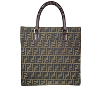 ズッカ キャンバス レザー ブラウン ハンドバッグ