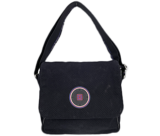 スポーツライン メッシュ キャンバス ブラック ショルダーバッグ