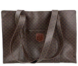 マカダム PVC レザー ブラウン トートバッグ