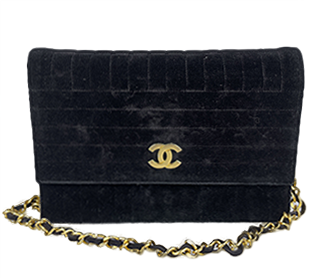 マドモアゼル ベロア ブラック チェーン ショルダーバッグ