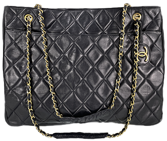 マトラッセ ラムスキン ブラック チェーン トートバッグ