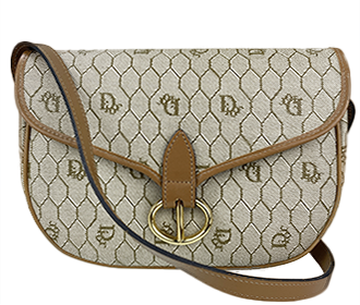 ハニカム柄 PVC レザー ベージュ ショルダーバッグ