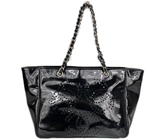 トリプルココ パテント ブラック チェーン トートバッグ