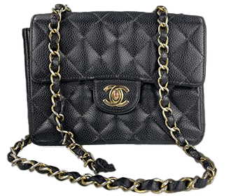 ミニマトラッセ 18㎝ キャビアスキン ブラック チェーン ショルダーバッグ A01115