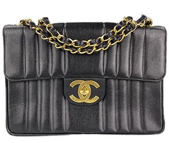 マドモアゼル 30㎝ キャビアスキン ブラック チェーン ショルダーバッグ