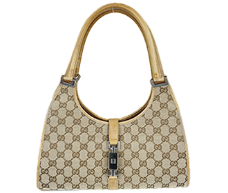 ジャッキー GGキャンバス キャンバス レザー ベージュ ハンドバッグ