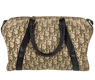 トロッター キャンバス レザー ベージュ ブラウン ボストンバッグ