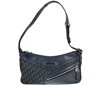 トロッター キャンバス レザー ブラック ショルダーバッグ